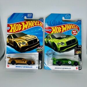 Hot Wheels Bentley Lot Of 2x -2018 Bentley Continental GT3 Gold & Green New 2025